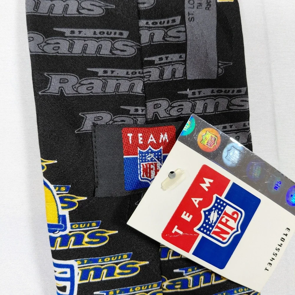 Vintage 1998 St Louis Rams NFL Silk‎ Necktie Black Helmet Logo Ralph Marlin NWT